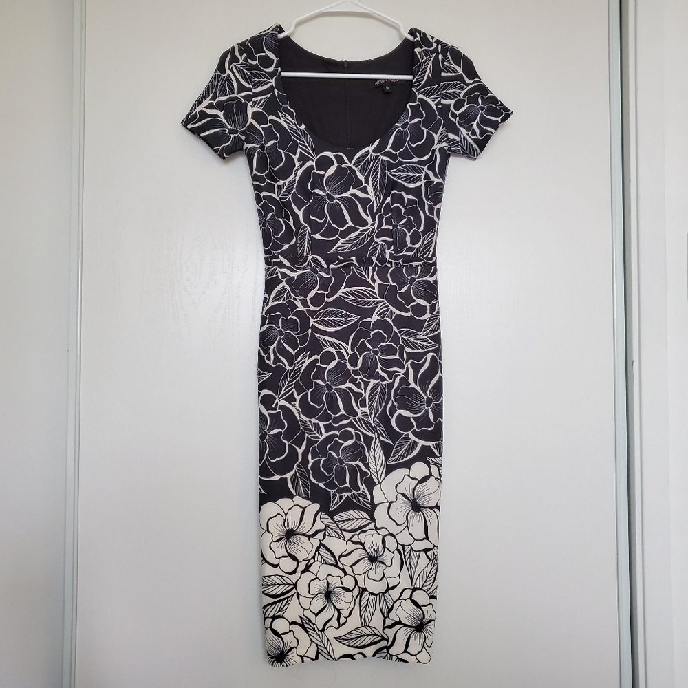 Black and White Floral Bodycon Dress